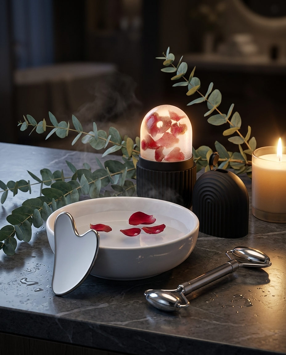NÓRR Cold Sculpt Set — Steel Ice Roller & Gua Sha Facial Tool